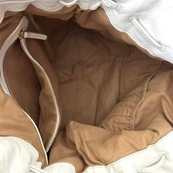 Elliott Lucca White Woven Leather Tote Boho Cottage Minimalist Neutral Coastal - Picture 4 of 11